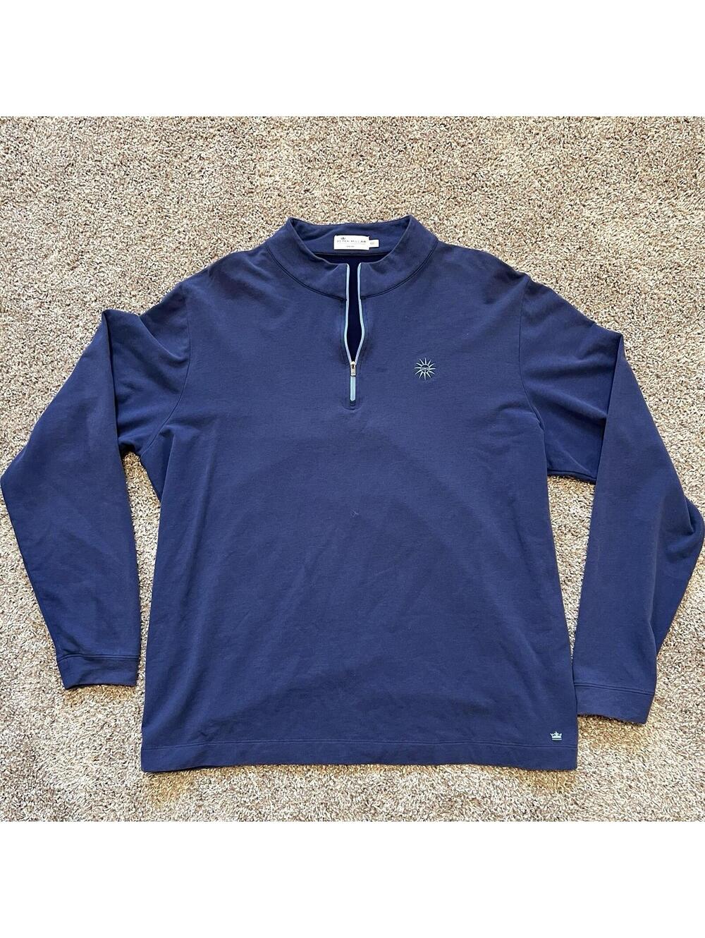 Peter Millar Seaside 1/4 Zip Blue XXL Pima Cotton Alpaca El Dorado Country Club